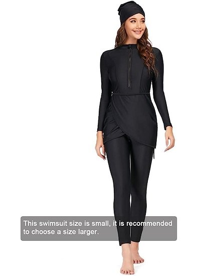 Swimsuit Long Sleeve Burkini Plain Swimsuit