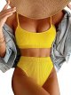 High Waisted Tummy Control Ribbed Bikini Crop Top Swimsuit Set 2 Piece