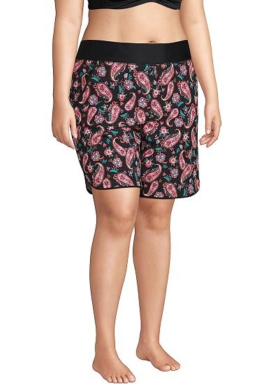 Women's 9" Quick Dry Elastic Waist Modest Board Shorts