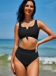 Women's High Waisted Bikini Scoop Neck Swimsuit Two Pieces Bathing Suit