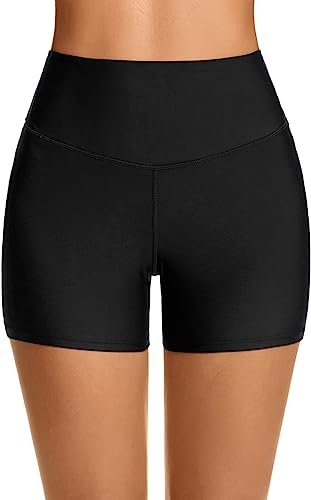 Women's Swim Shorts High Waist Swimsuit Bottoms Wide Waist Swimsuit