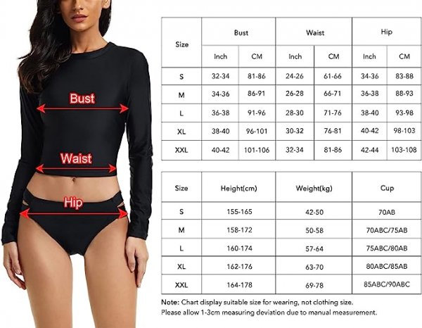 Women's 2-piece sunscreen long sleeved swimsuit UPF 50 bikini set