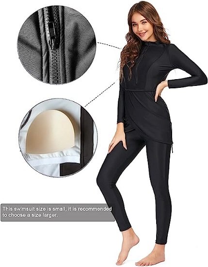 Swimsuit Long Sleeve Burkini Plain Swimsuit