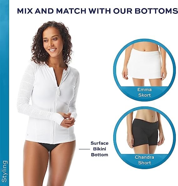 Long Sleeve Rash Guard — 50+ UPF Beach Cover Up Swimsuit Jacket for Women