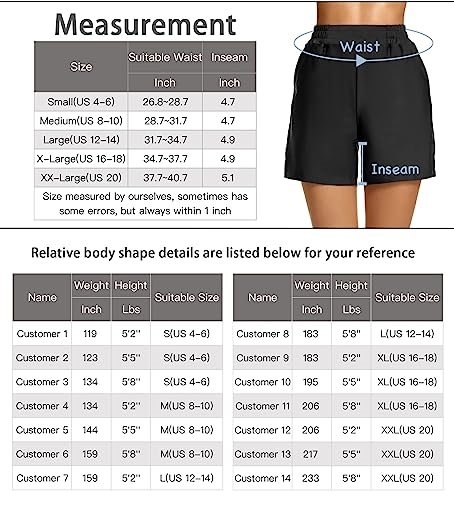 Women's Swim Shorts High Waist Swim Board Shorts with Pockets
